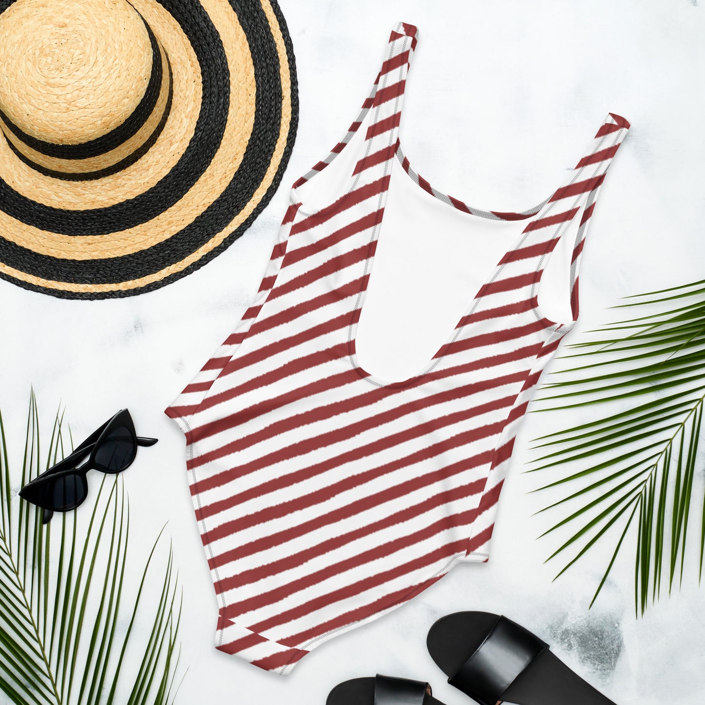 Red Stripe One-Piece Swimsuit