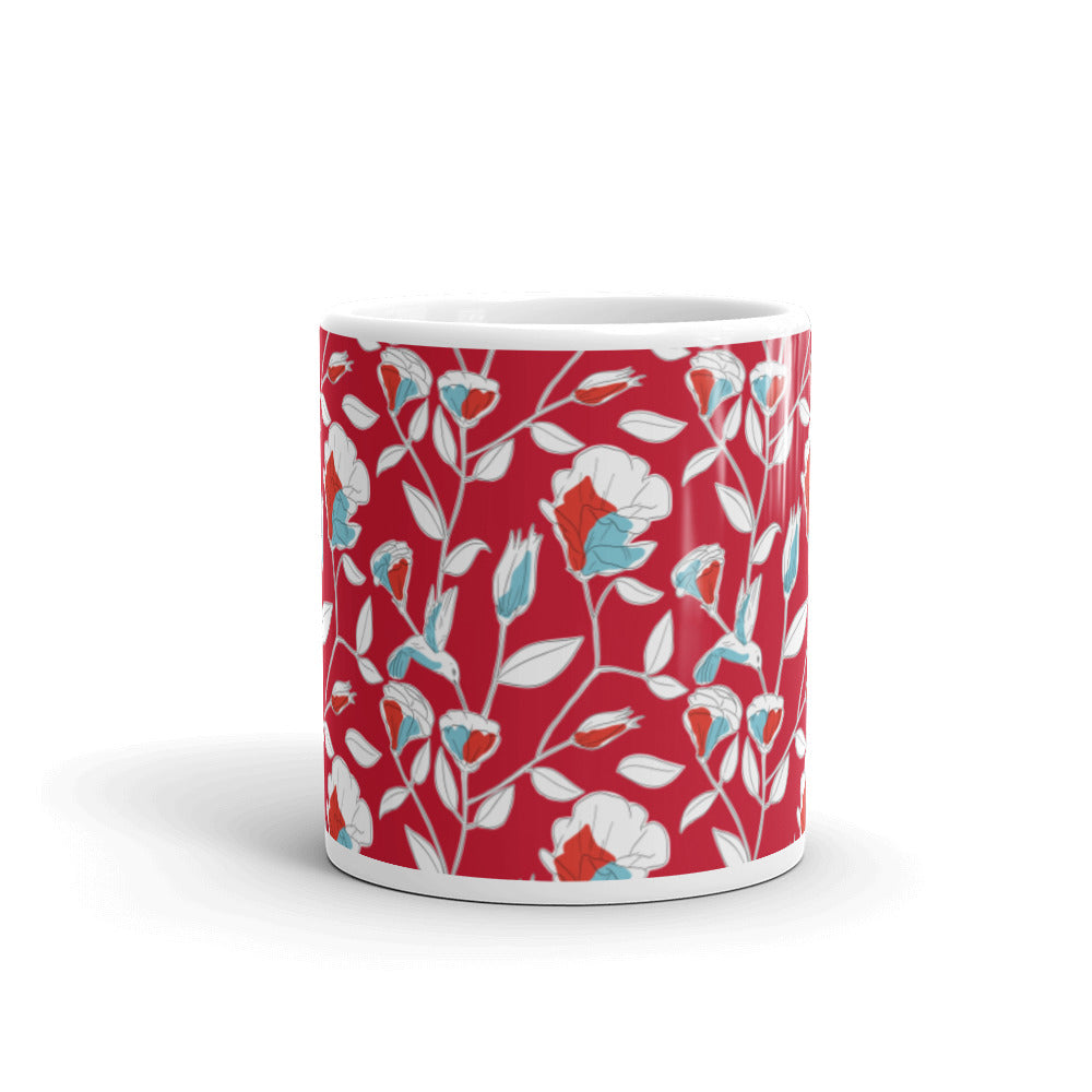 Hummingbird glossy mug in red