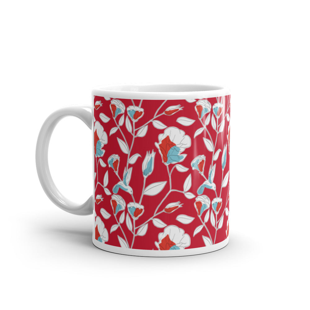 Hummingbird glossy mug in red