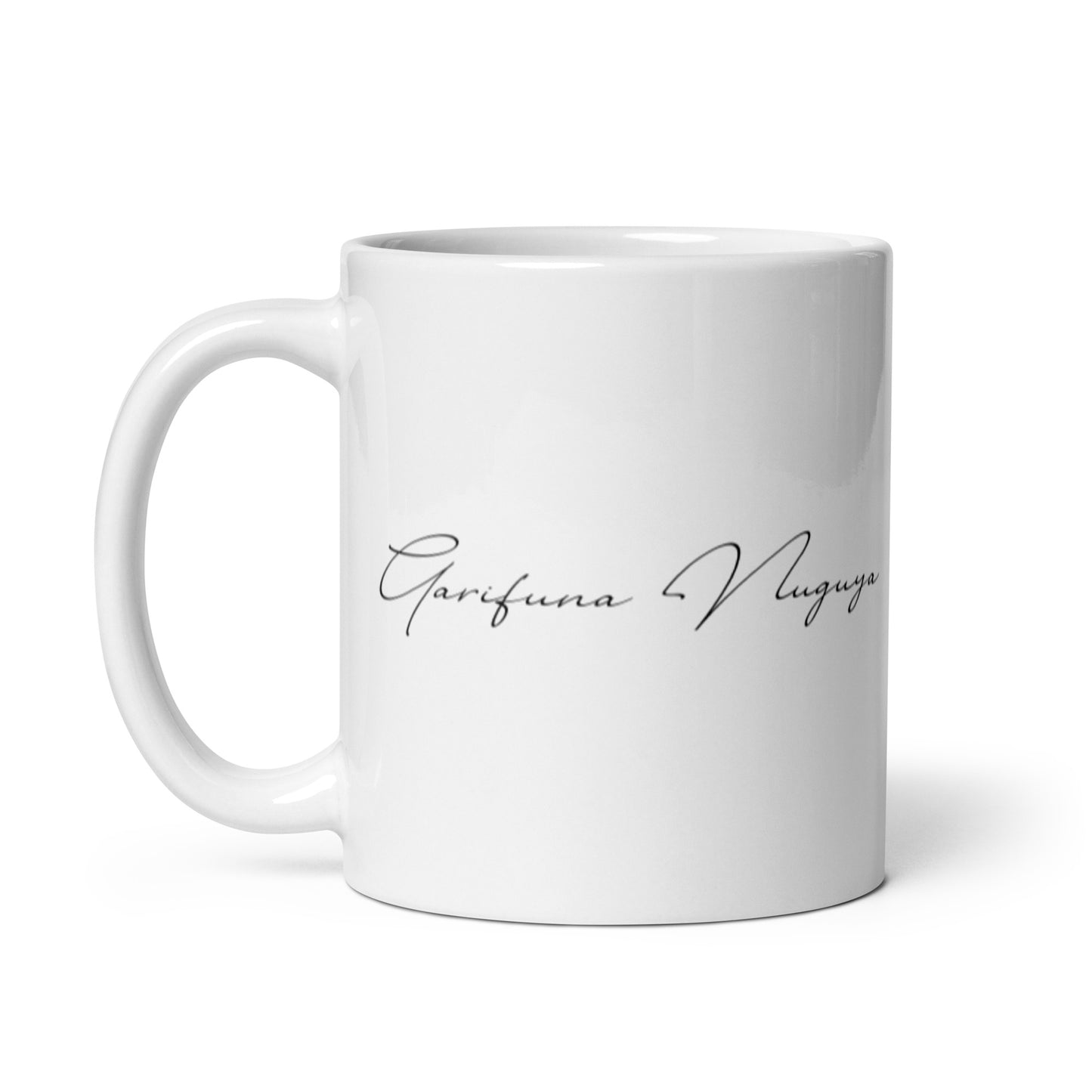 Garifuna Nuguya Script White glossy mug