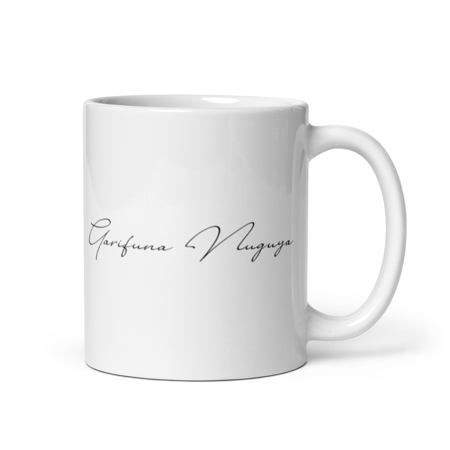 Garifuna Nuguya Script White glossy mug
