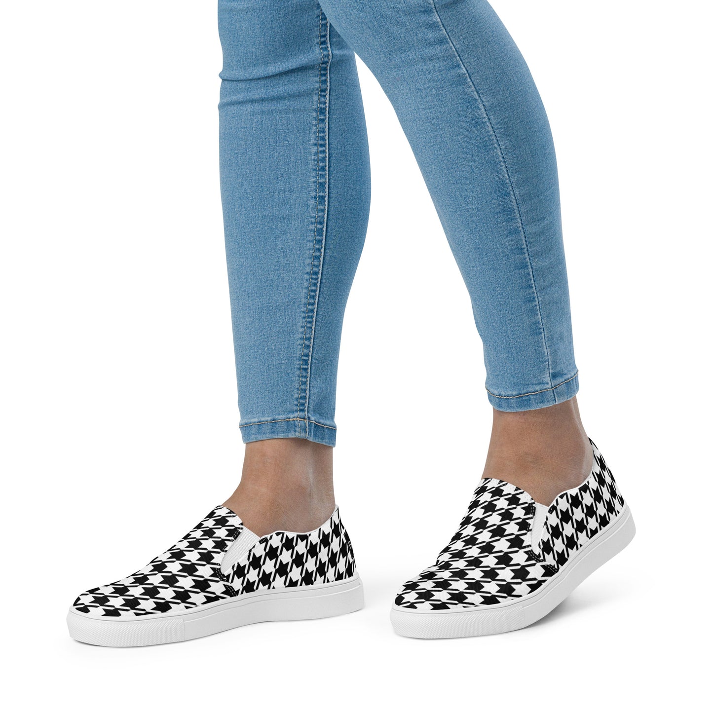 Houndstooth Women’s slip-on canvas shoes in White