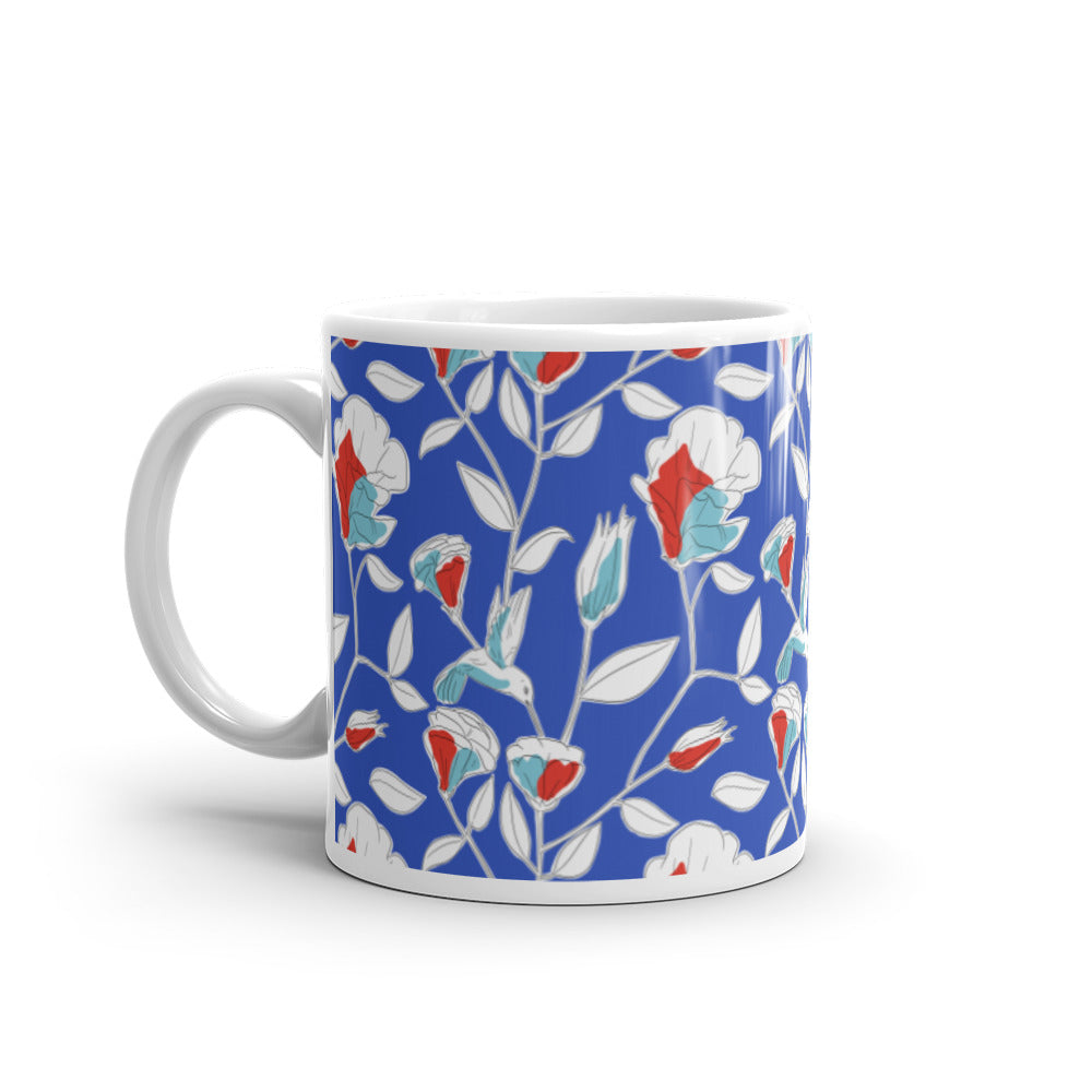 Hummingbird glossy mug in blue