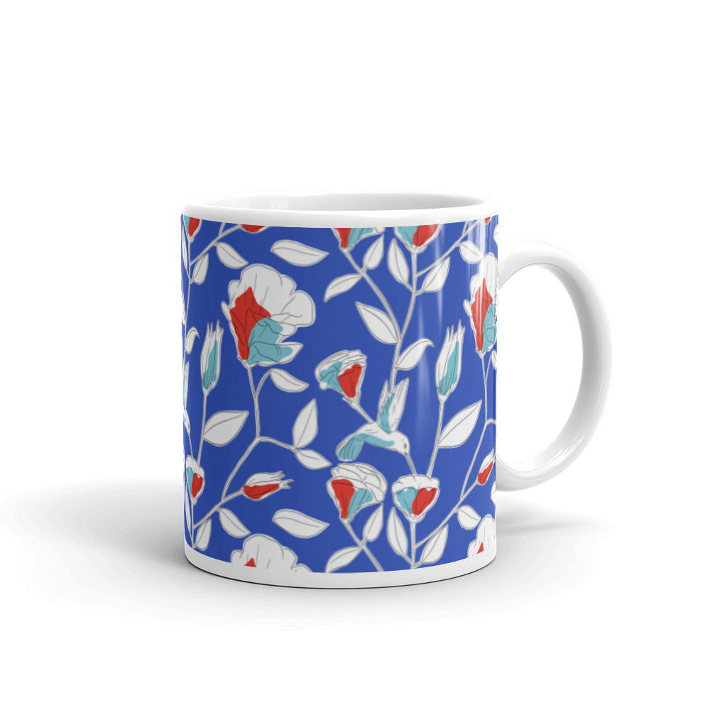 Hummingbird glossy mug in blue